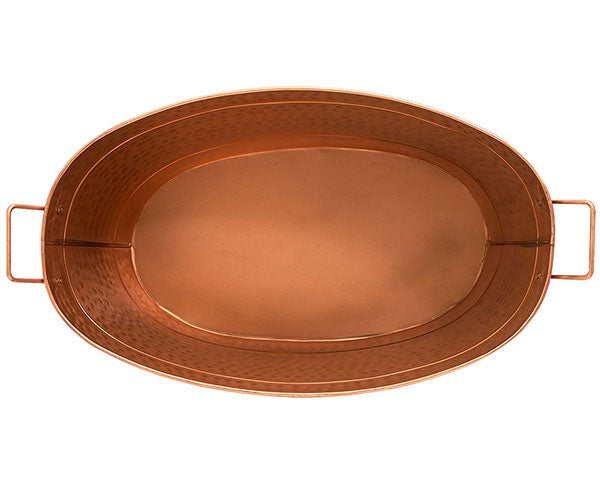 Achla Oval Copper Plated Tub, Hammered Finish, 30.75"L