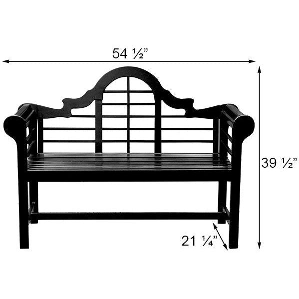Achla Wooden Lutyens Bench, Black, 54"L