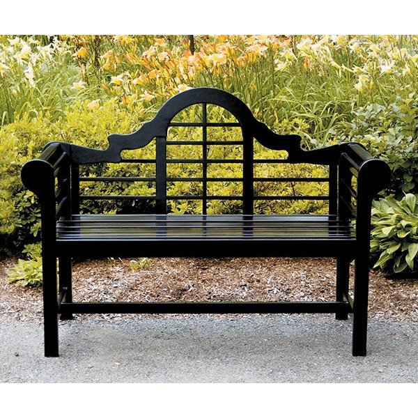 Achla Wooden Lutyens Bench, Black, 54"L