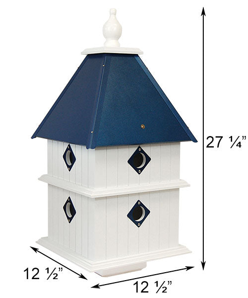 Plantation Bird House & Decorative Mounting Post, Cobalt