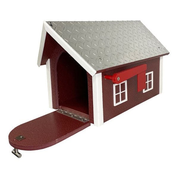 Amish Recycled Plastic Deluxe Mailbox, Cherrywood & White