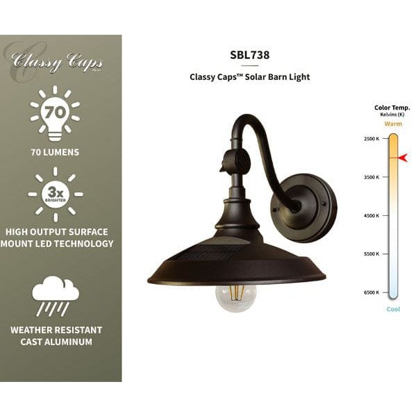 Classy Caps Dark Bronze Solar Barn Light