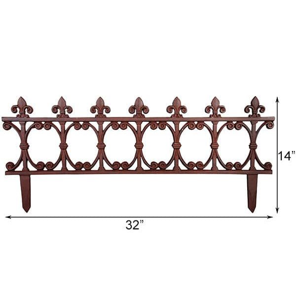 Esschert Design Finial Garden Fence, Rust, 14"H, Pack of 4