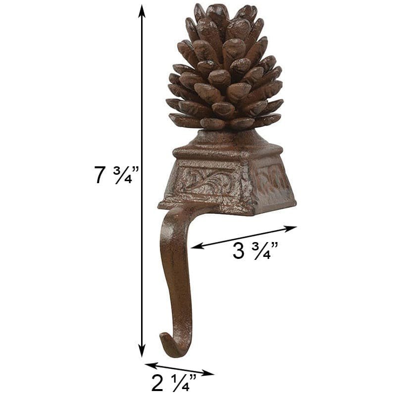 Esschert Design Cast Iron Pine Cone Stocking Hanger, Brown