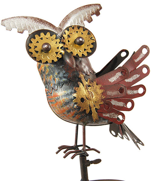Esschert Staked Metal Mechanical Alert Owl Rocker, 55"H
