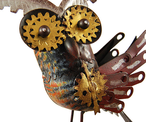 Esschert Staked Metal Mechanical Alert Owl Rocker, 55"H