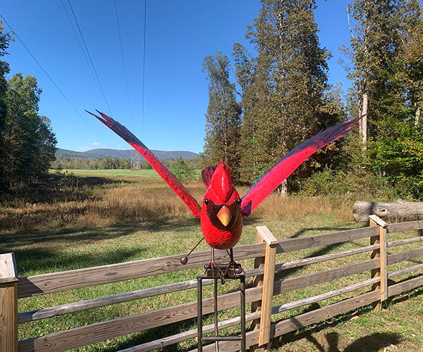 Esschert Staked Metal GIANT Flying Cardinal Rocker, 84"H