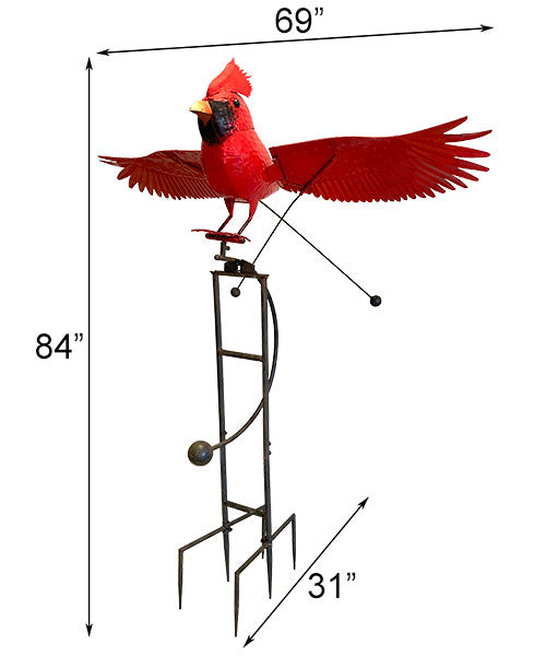 Esschert Staked Metal GIANT Flying Cardinal Rocker, 84"H
