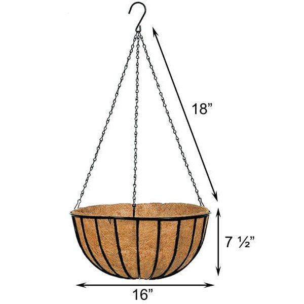 Gardman Hanging Planters w/Liners, Black, 16" dia., 4 Pack