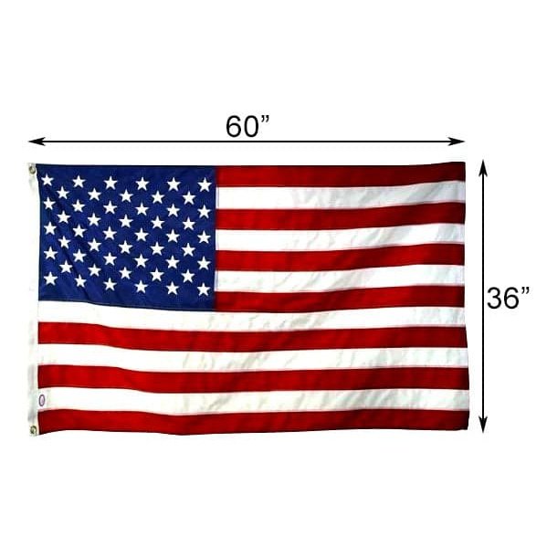 Heath Stitched Nylon American Flag with Grommets, 3' x 5'