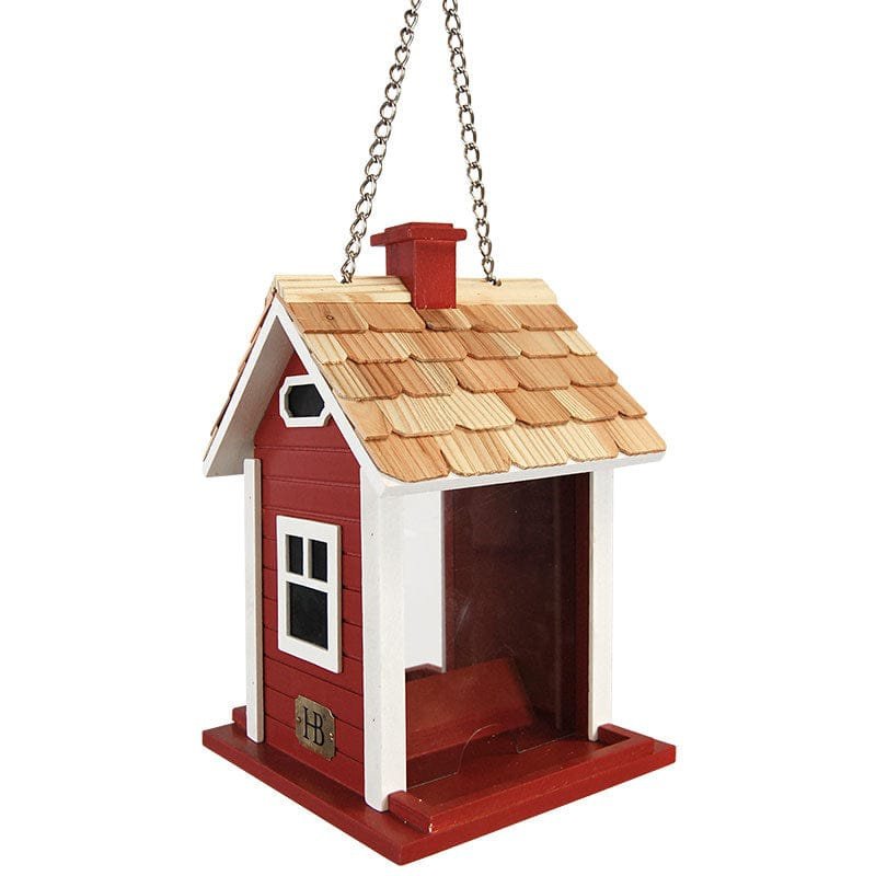 Home Bazaar Christmas Cottage Bird Feeder, Red