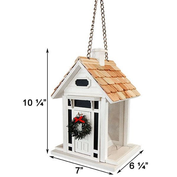 Home Bazaar Christmas Cottage Bird Feeder, White