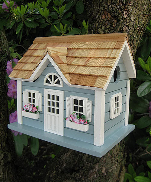 Home Bazaar Nantucket Cottage Bird House, Blue