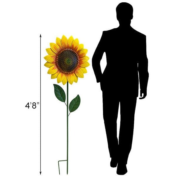 Land & Sea Metal Giant Sunflower Yard Art, 56"H, Pack of 2