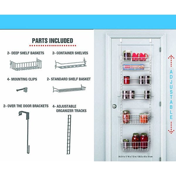 Grayline by Panacea Over-the-Door Organizer, White, 57.5"H