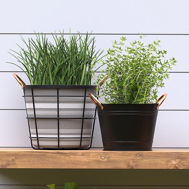 Panacea Modern Farmhouse Washtub Planter, Black, 10" dia.
