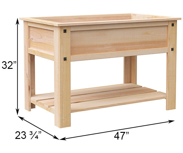 Panacea Mission Cedar Elevated Garden Bed w/Shelf, Tan, 4'L