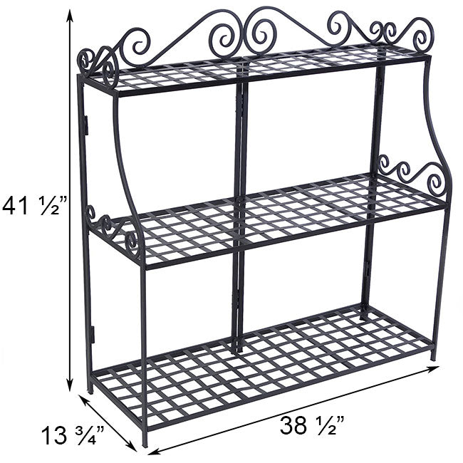 Panacea Forged Three-Tier Plant Stand, Black, 41.5"H