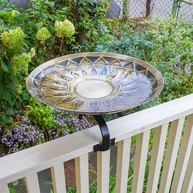 Achla African Daisy Bird Bath with Over Rail Bracket