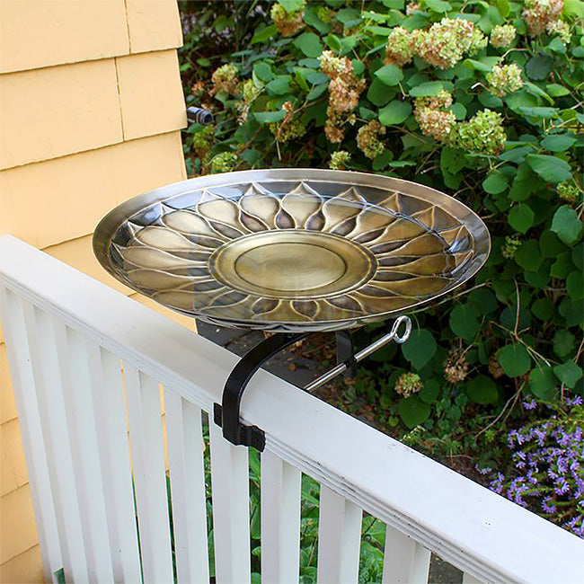 Achla African Daisy Bird Bath with Over Rail Bracket