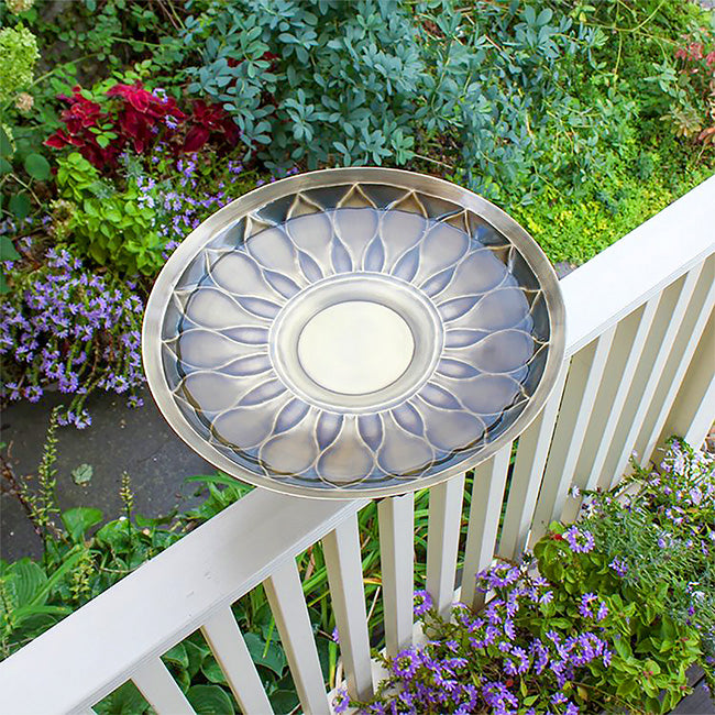 Achla African Daisy Bird Bath with Over Rail Bracket