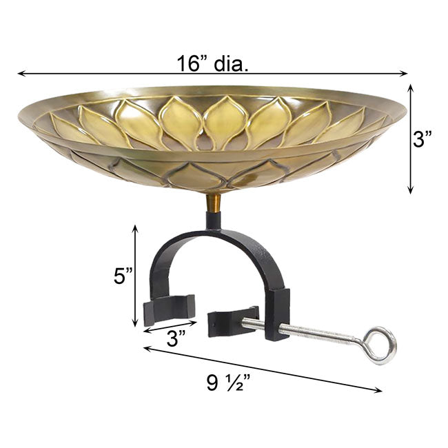 Achla African Daisy Bird Bath with Over Rail Bracket