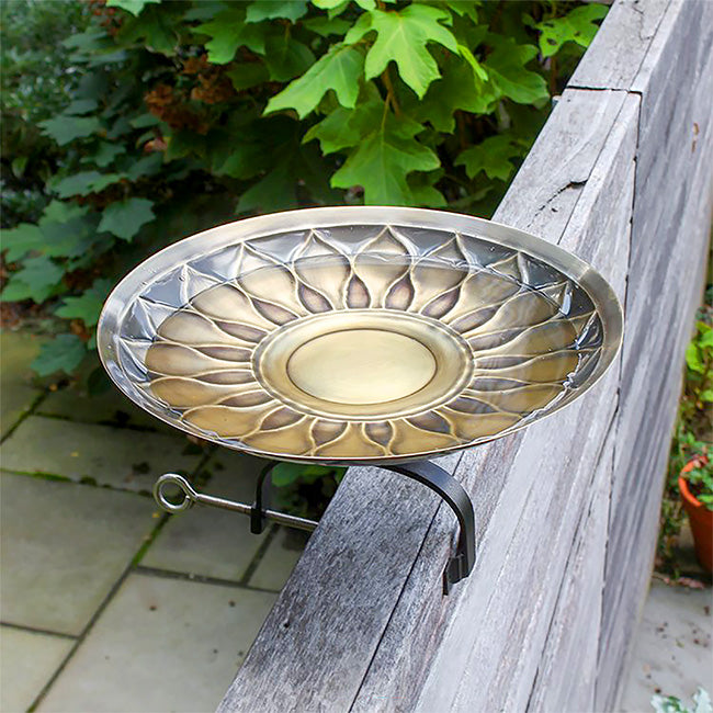 Achla African Daisy Bird Bath with Over Rail Bracket