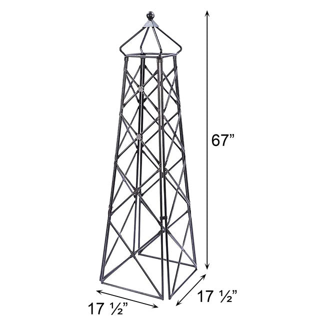 Achla Lattice Obelisk, Graphite, 67"