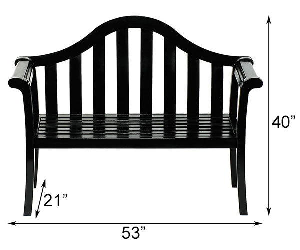 Achla Camelback Bench, Black, 53"L