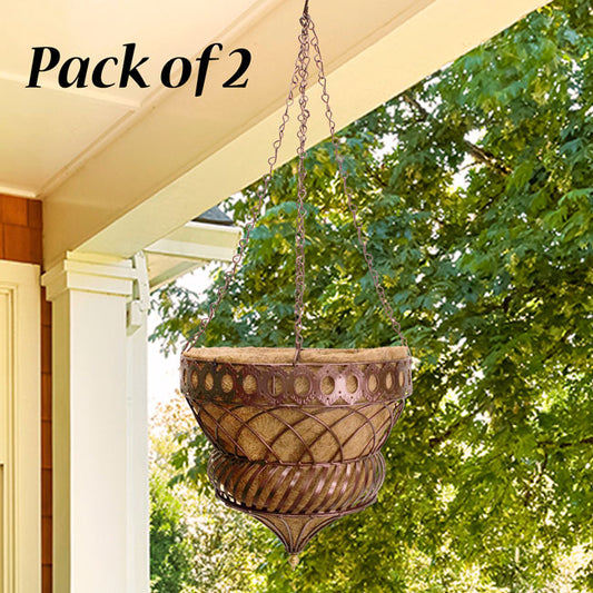 Austram Queen Anne Parasol Hanging Planter, Bronze, 2 Pack