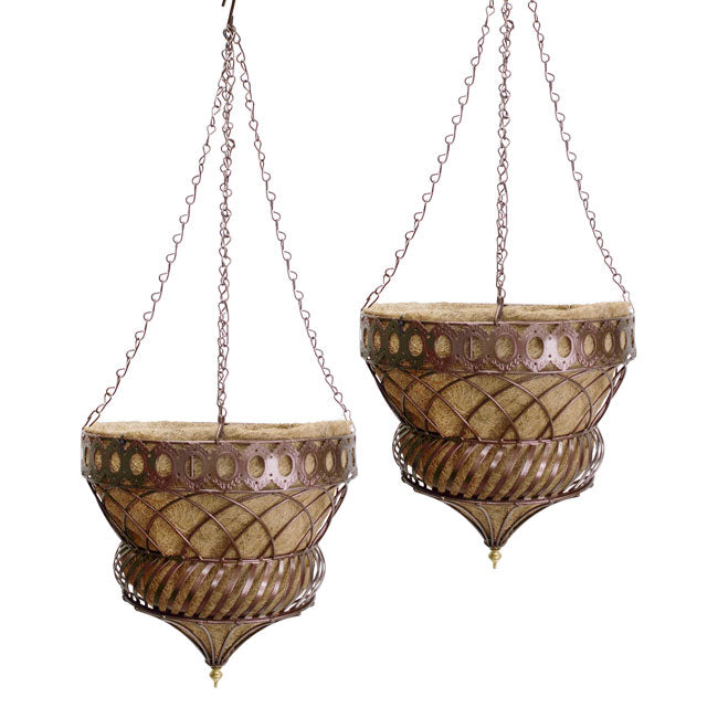 Austram Queen Anne Parasol Hanging Planter, Bronze, 2 Pack