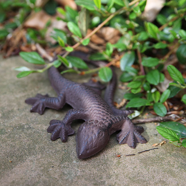 Esschert Design Cast Iron Lizard Statue, Antique Brown