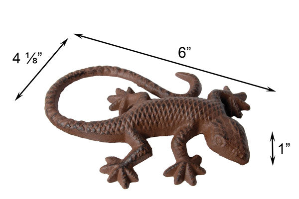 Esschert Design Cast Iron Lizard Statue, Antique Brown