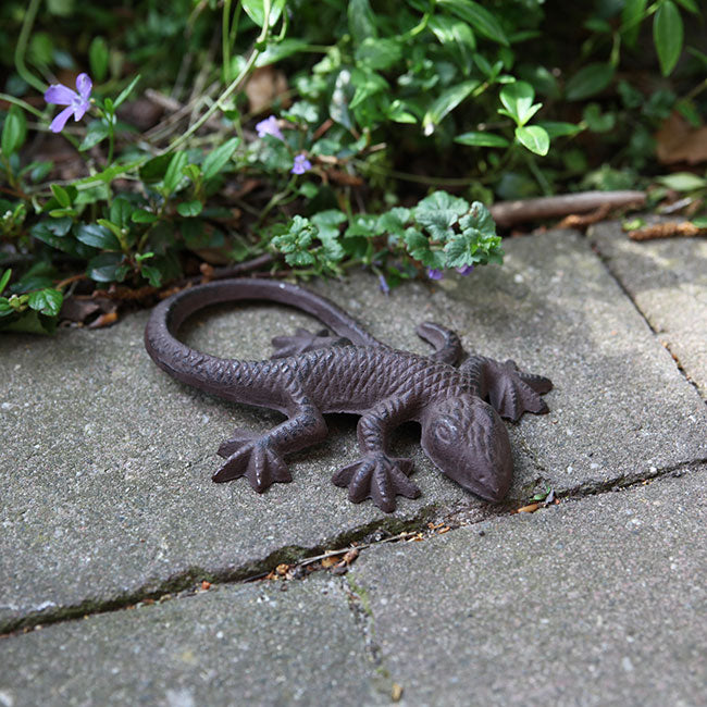 Esschert Design Cast Iron Lizard Statue, Antique Brown