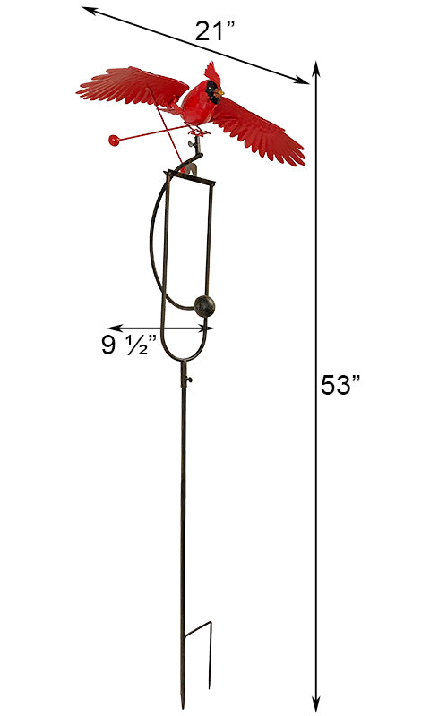 Esschert Design Staked Steel Flying Cardinal Rocker, 53"H