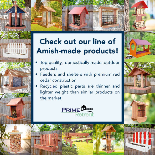 Amish Made Cedar Hopper Feeder with Seed Cylinder