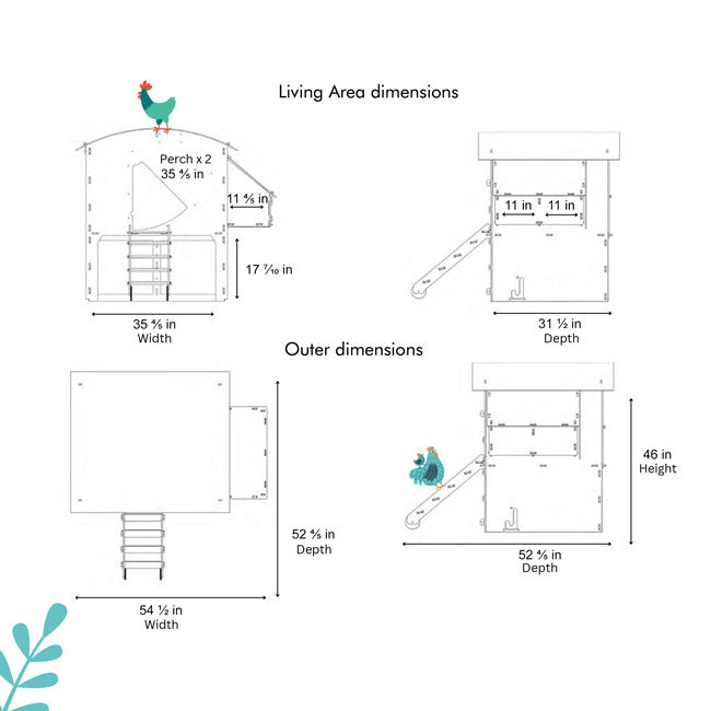 Nestera Large Raised Chicken Coop, Green and Black