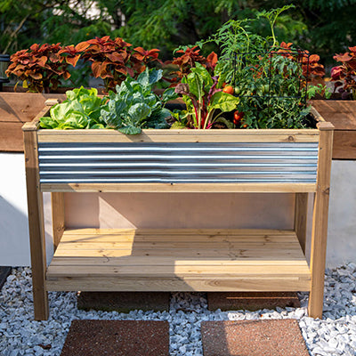 Panacea Cedar & Galvanized Steel Elevated Planter Bed, 4'L