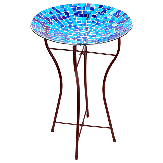 Audubon Glass Mosaic Bird Baths with Stands, Pack of 3