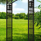 Panacea Mission Garden Arbor with Lanterns, Black, 79.5"H