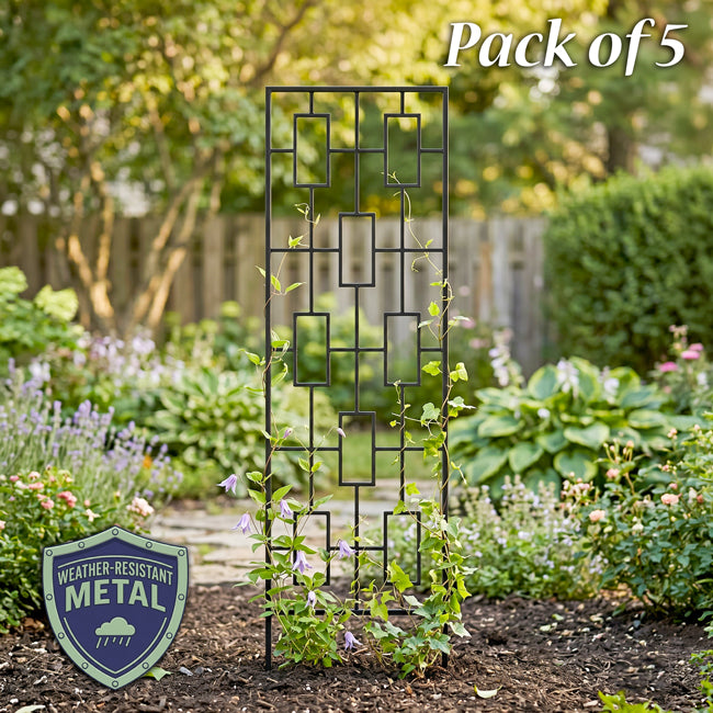 Panacea Contemporary Trellises, Black, 78"H, Pack of 5