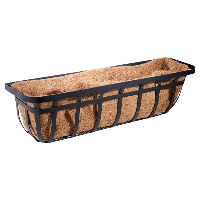 Panacea Flat Iron Series Planter Box, Black, 30"L