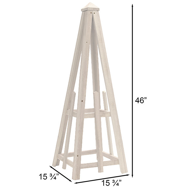 Standard Pyramid Trellis by Prime Retreat, Whitewashed, 46"H