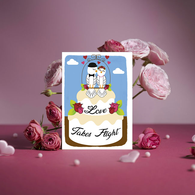 "Love Takes Flight" Wedding Greeting Card by Prime Retreat