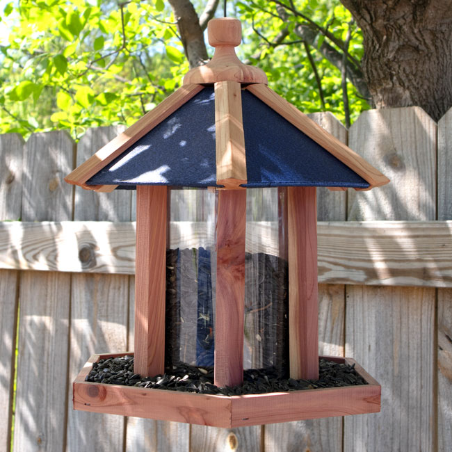 Amish Made Cedar & Recycled Plastic Gazebo Feeder, Blue