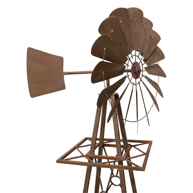 Rustic Kinetic Windmill Obelisk, Brown, 70"H