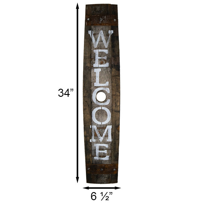 Amish-Made Whiskey Barrel Porch Sign, Welcome