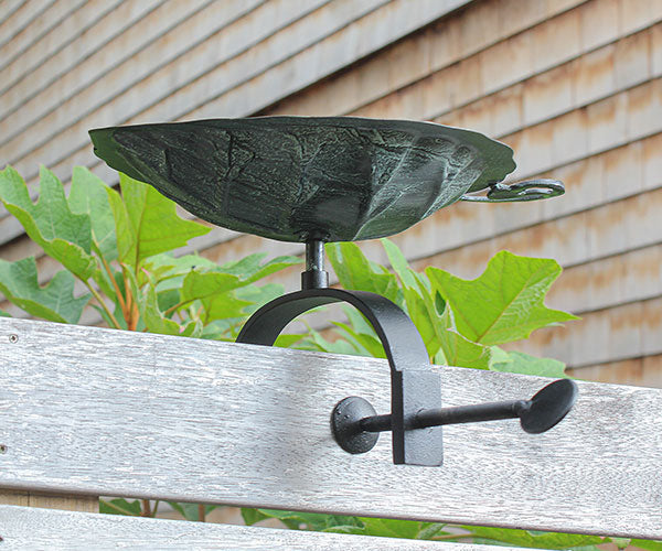 Achla Aspen Leaf Bird Bath with Over Rail Bracket
