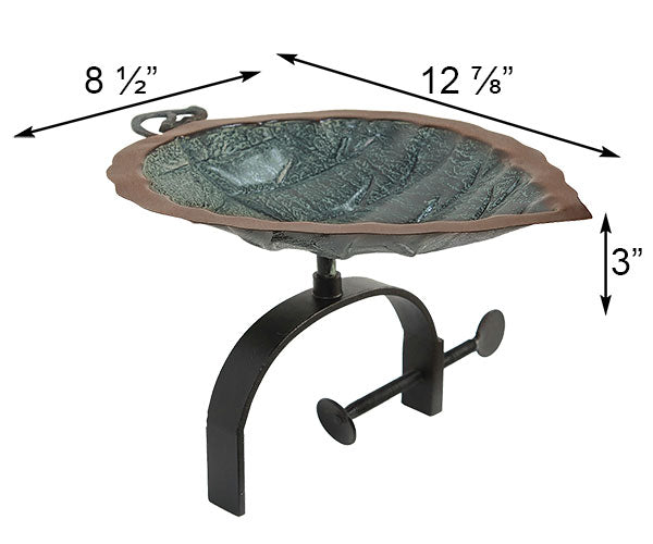 Achla Aspen Leaf Bird Bath with Over Rail Bracket