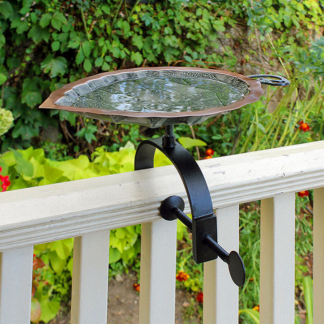 Achla Aspen Leaf Bird Bath with Over Rail Bracket